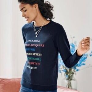 Boden Navy Sweatshirt with Multicolor Text